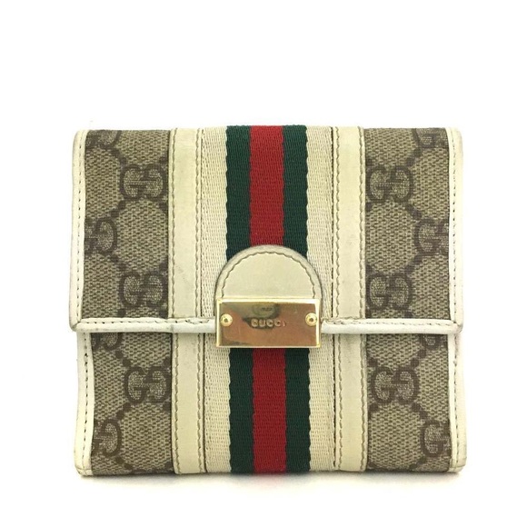 Gucci Handbags - GUCCI GG Logo Webbing Canvas Leather Bifold Wallet